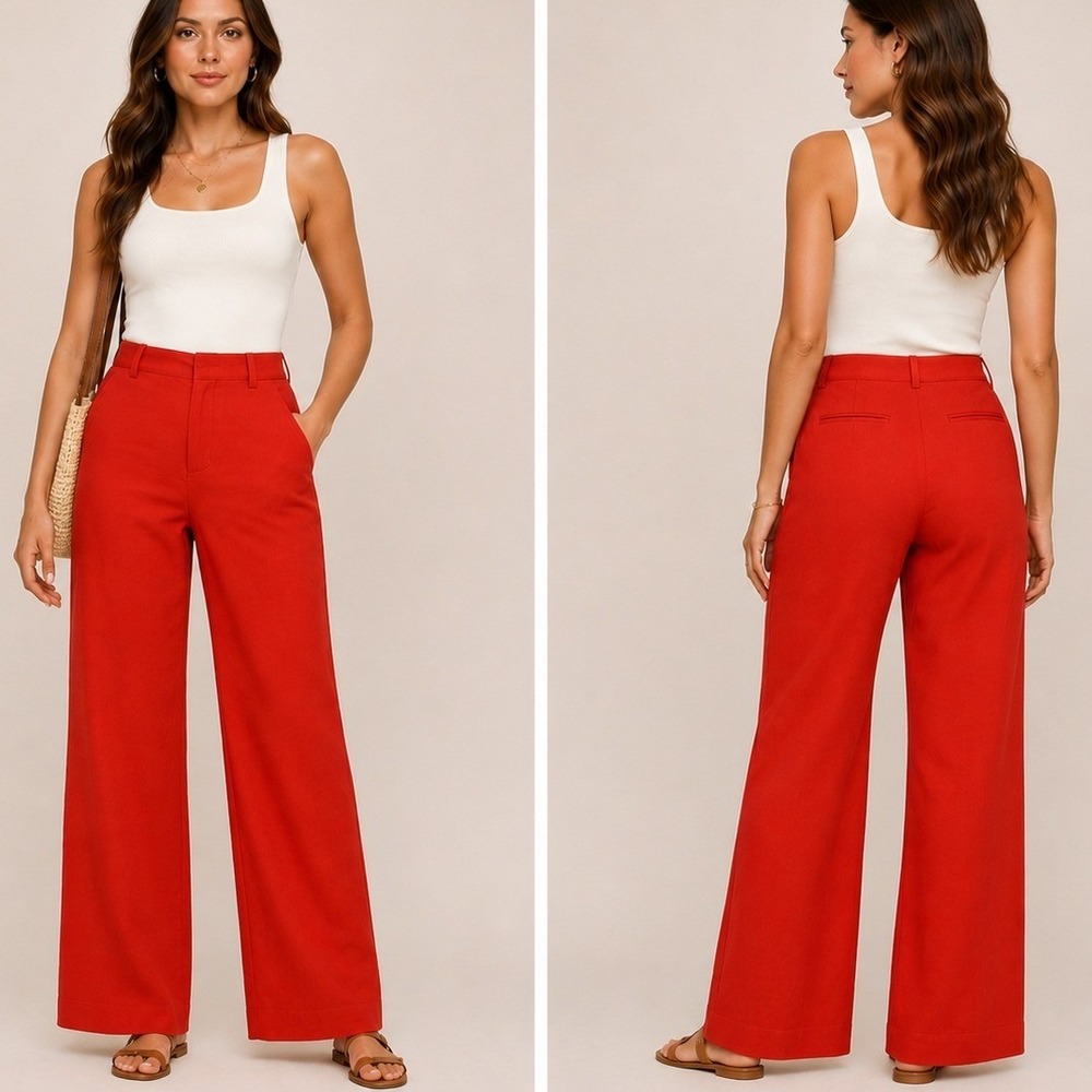 Gap Perfect Khaki Pants Womens 04R Lava Orange Flare Stretch‎ Chino Retro Bright